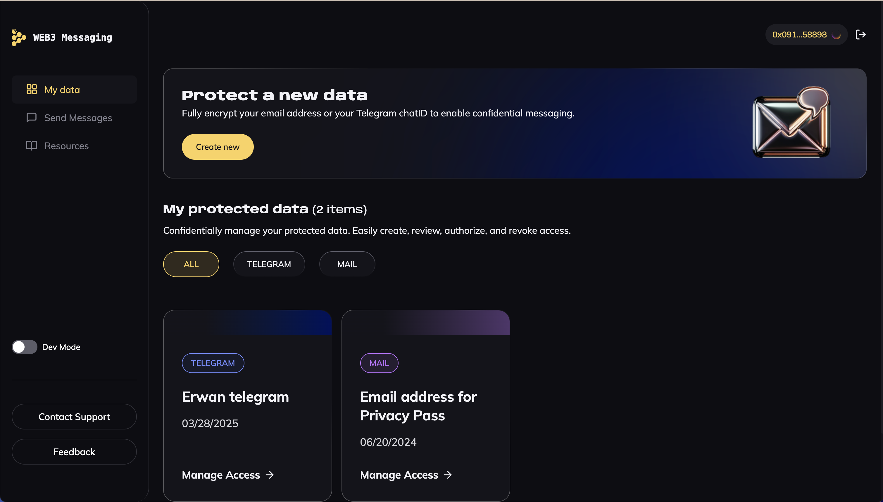 Web3Messaging Demo Screenshot